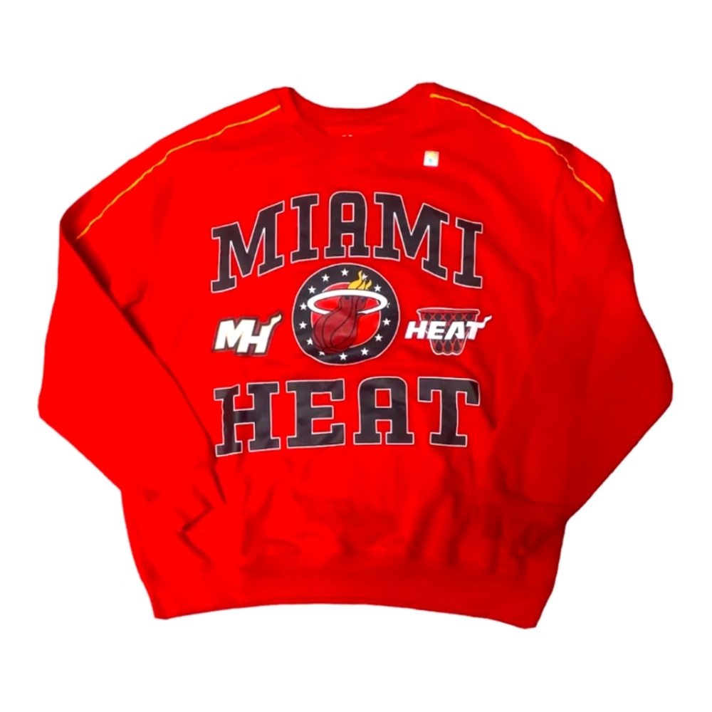 NBA Miami Heat unisex sweatshirt crew neck red/yellow XXL 2XL